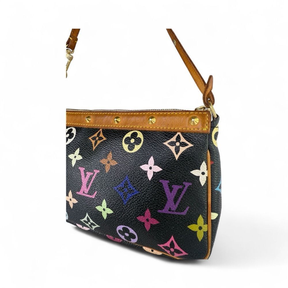 LOUIS VUITTON TAKASHI MURAKAMI Black Multicolor LV Monogram Pochette Accessoire - Picture 6 of 13
